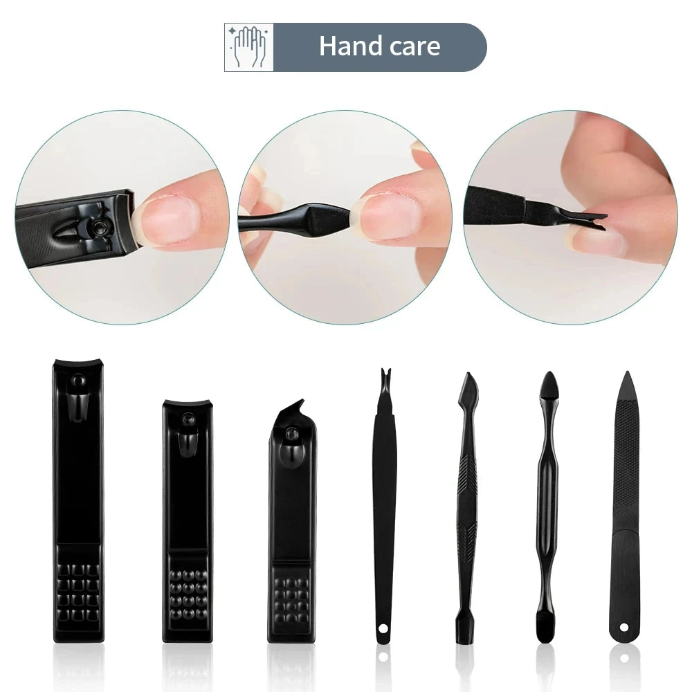 Complete Stainless Steel Manicure & Pedicure Kit with Travel Case