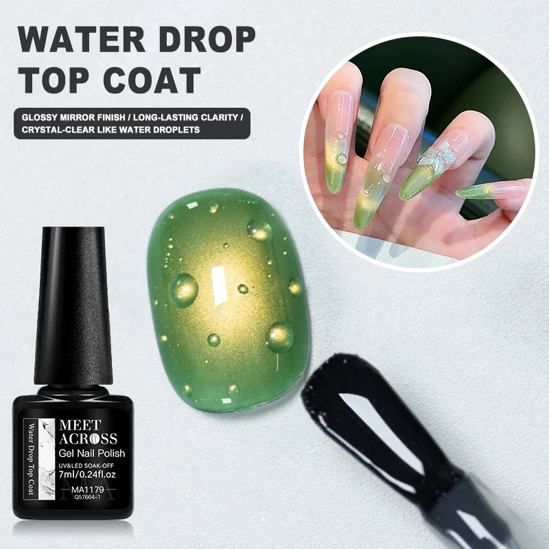 MEET ACROSS 3D Clear Water Drop Top Coat – Crystal No-Wipe Nail Gel