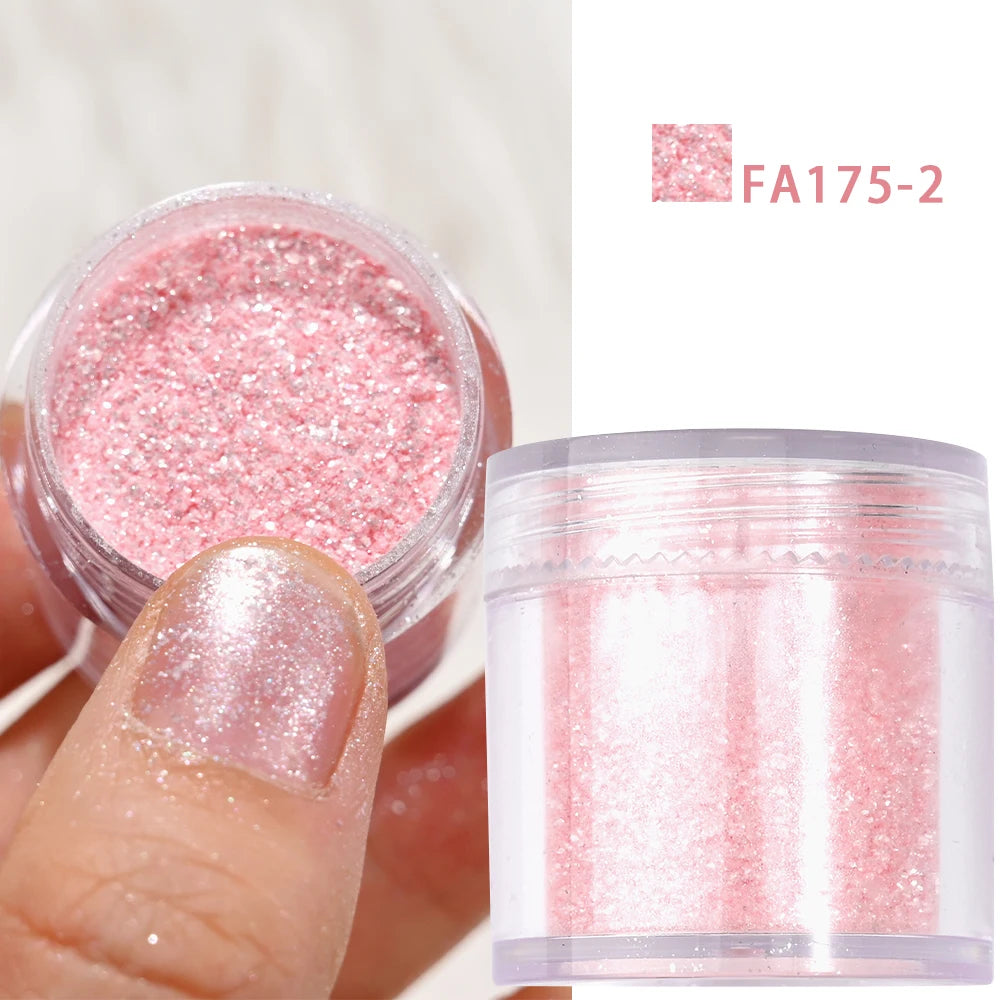 16 Colors Spring Pink Aurora Polarized Opal Nail Flakes Untra-Thin Iridescent Shimmer Powder DIY Manicure Rubbing Opal Powder
