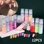 Nail Art Gradient Spray Powder – Instant Ombré Effect, 12 Styles