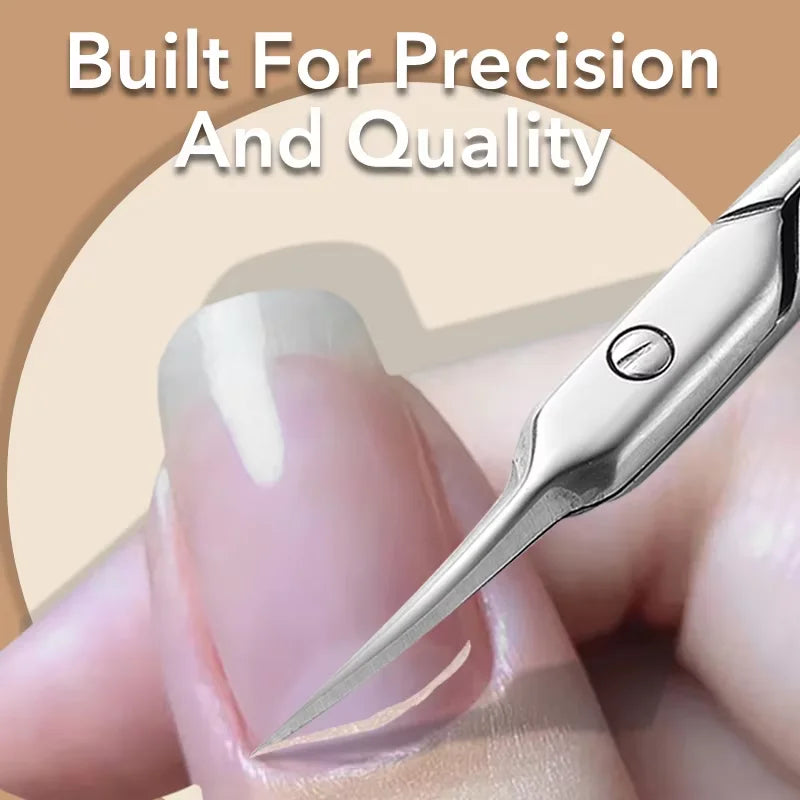 Stainless Steel Cuticle Cutter Set – Scissor Nippers & Double-End Pusher, 4 Pieces