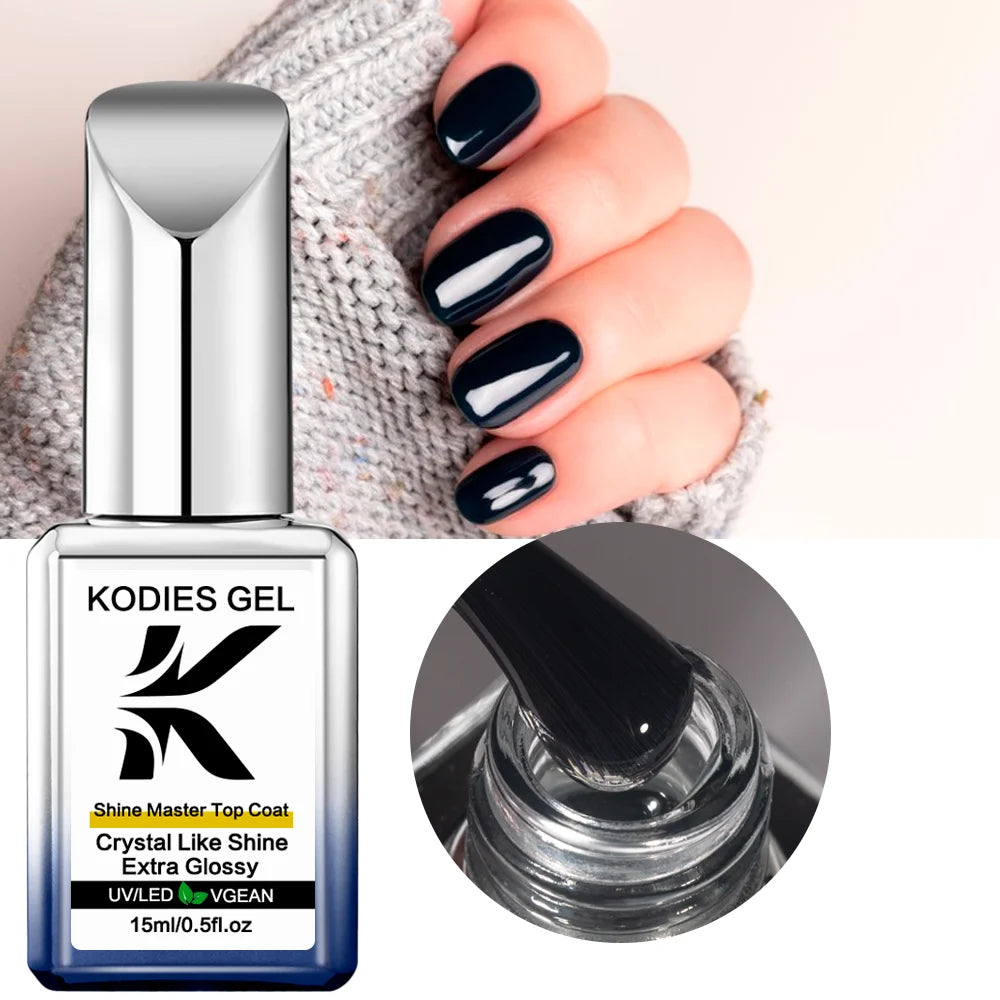KODIES GEL Master Shine Top Coat – High Gloss No-Wipe Sealer Gel