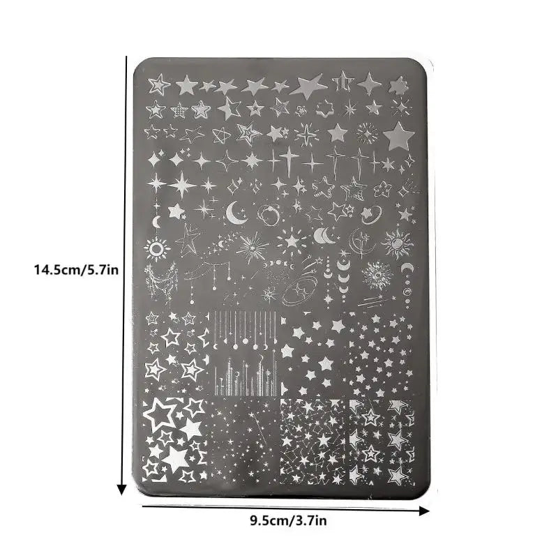 Cartoon Moon & Stars Nail Stamping Plate – Celestial Design Template