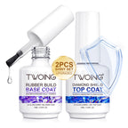TWOING Rubber Build Base & Diamond Shine No-Wipe Top Coat Set