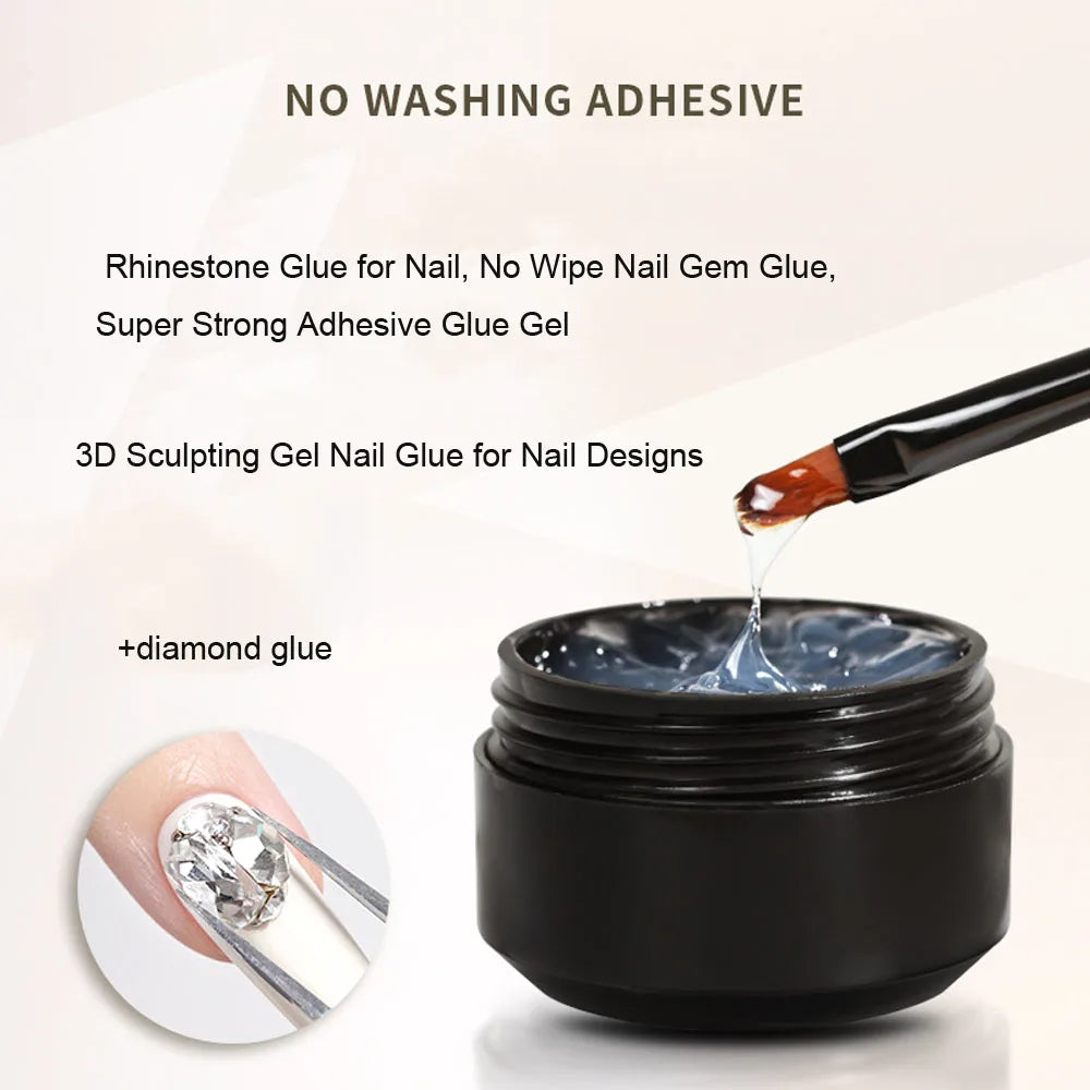 5g/19g Semi-solid Magic Mirror Powder Nail Model Gel 3D Sculpting Gel Nail Glue For Nail Design Multi-functional Rhinestone Glue