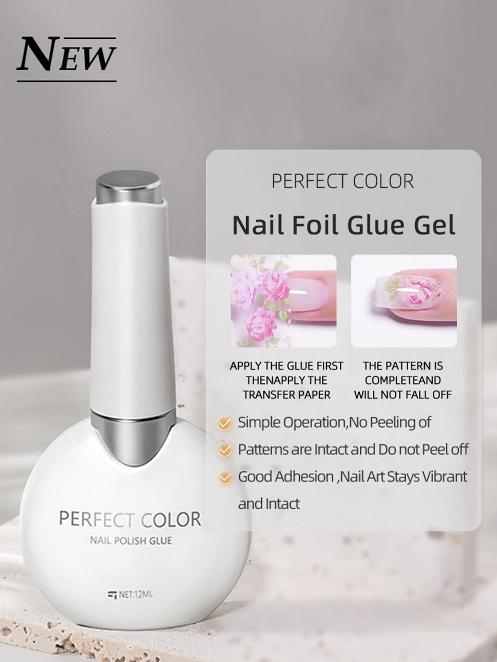 PERFECT COLOR Gel Nail Polish Top & Base Coat Set – Silky Base, Glossy No-Wipe Top