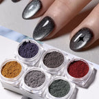 6-Color Cat Eye Magnetic Chrome Nail Powder Set – 3D Glitter Pigment