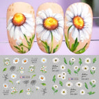 12-Style Daisy Flower Nail Water Sticker Set – Cute Summer Floral Decals