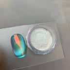 Summer Aurora Cat Eye Nail Powder – Holographic Blue Chrome Mirror Pigment