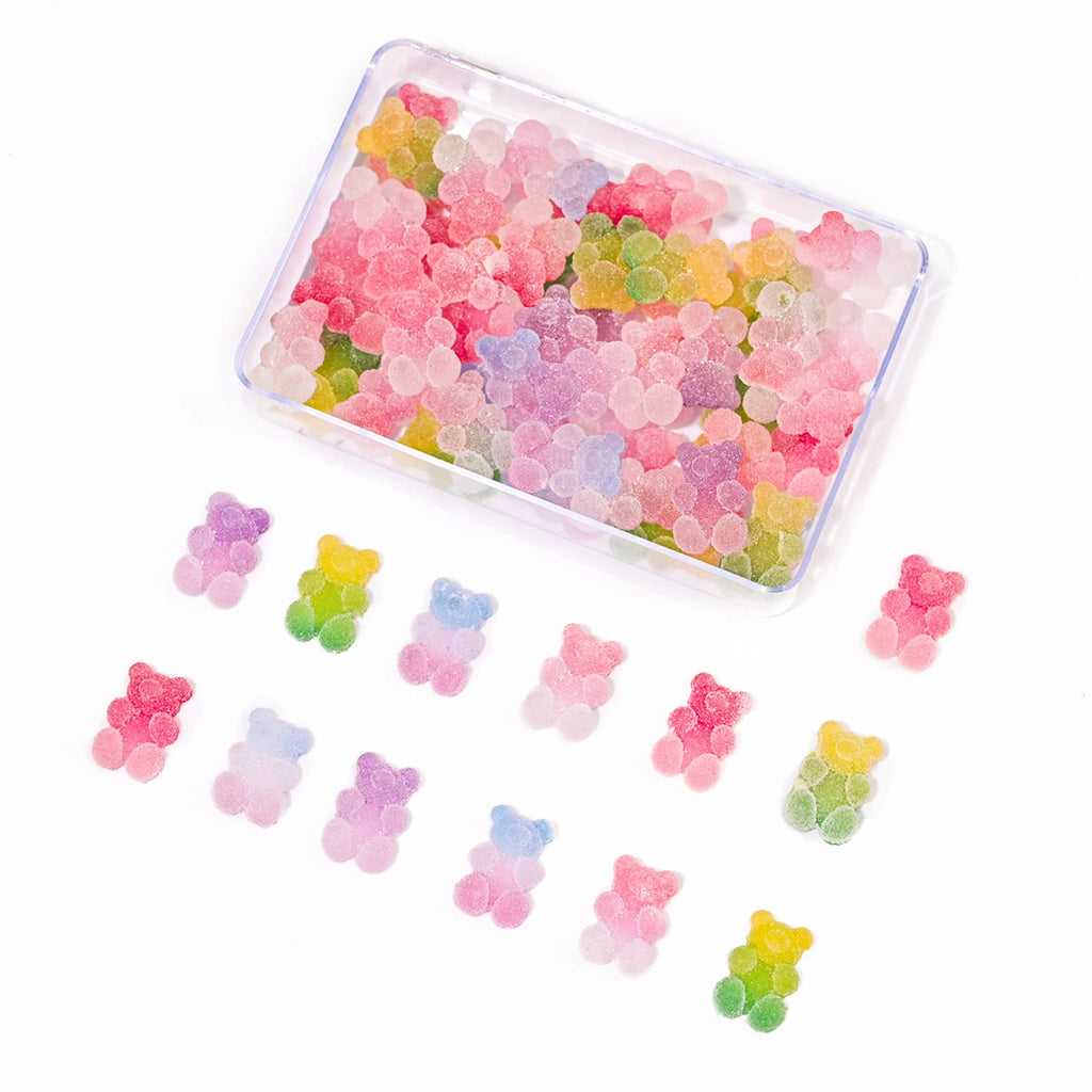 Gradient Gummy Bear Nail Charms – Y2K Kawaii Resin Candy Design, 50 Pieces