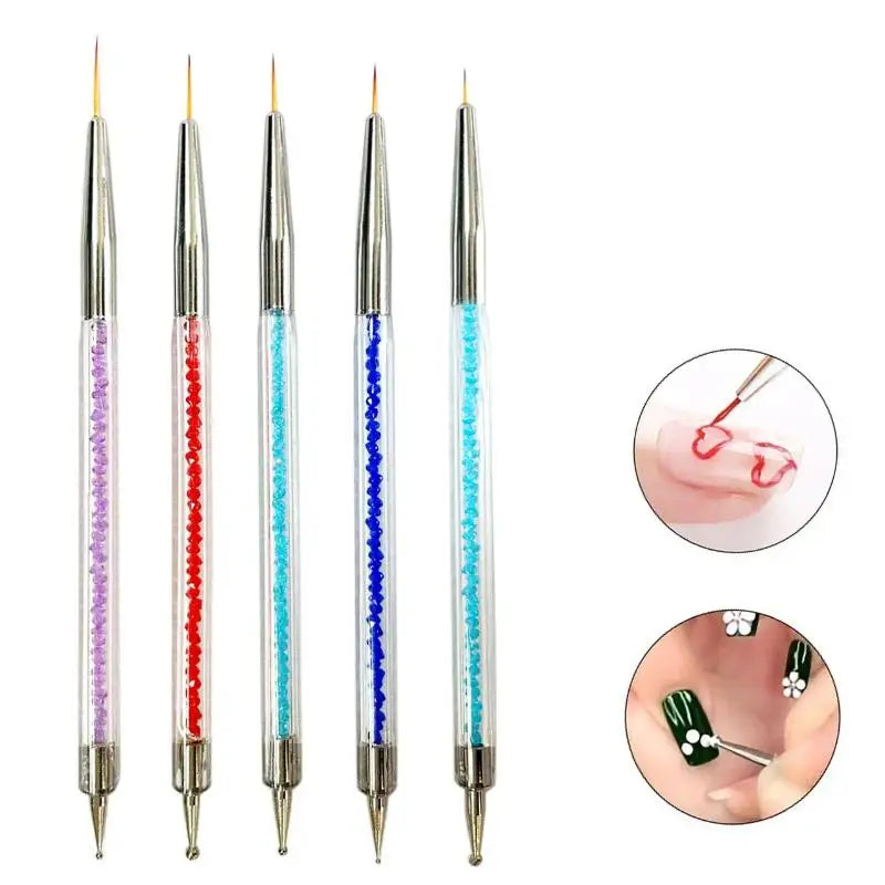 Lightweight Nail Art Dotting Pen Set – Rhinestone Handle Liner & Dotter, 5 Pieces