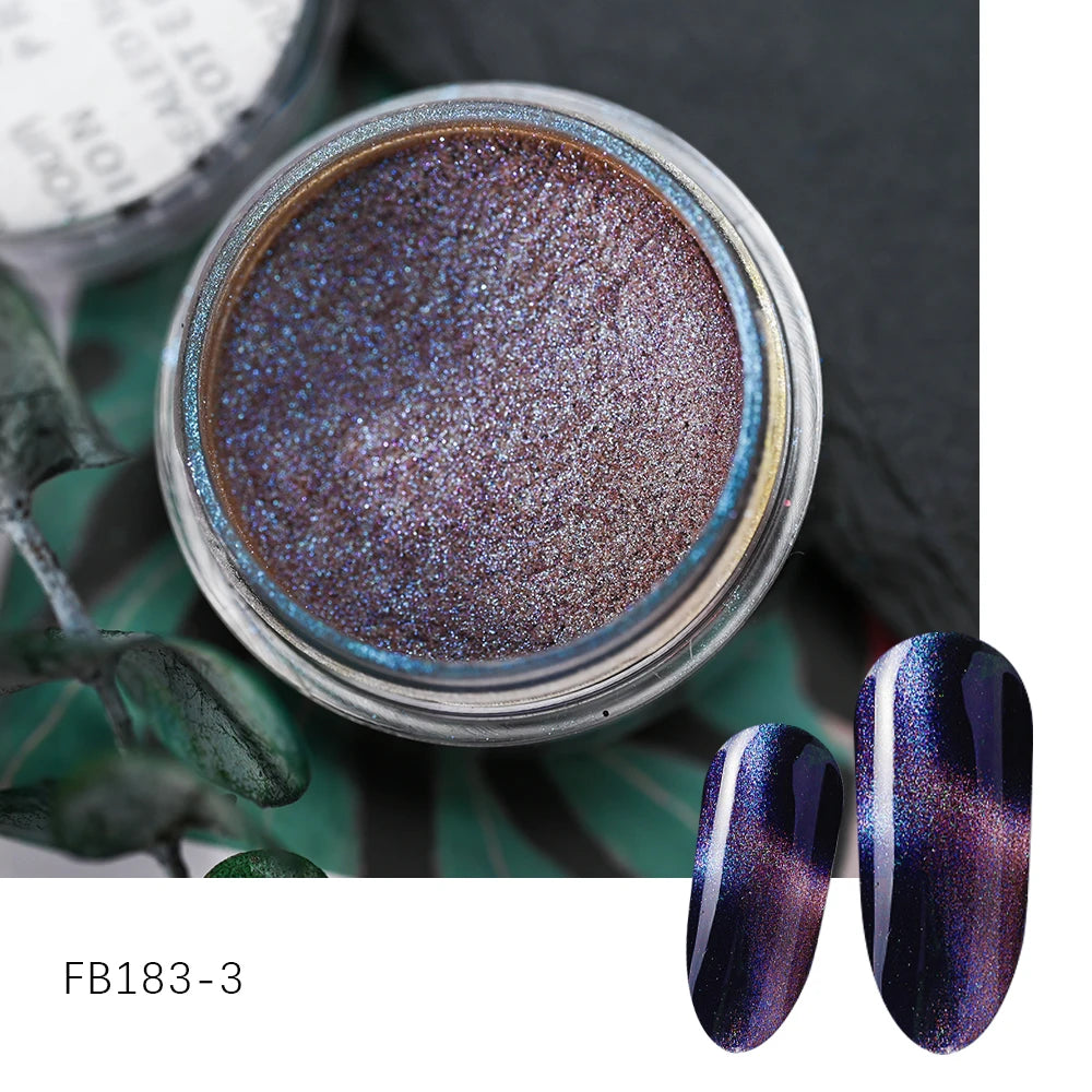 1Jar Reflective Magnetic Nail Powder Chameleon Glitter Cat Eye Dust Chrome Metallic EffectShiny Nail Pigment Manicure Decoration