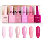 CANNI 6pcs HEMA TPO-Free Gel Polish Set – Pink & Nude Long-Lasting Manicure