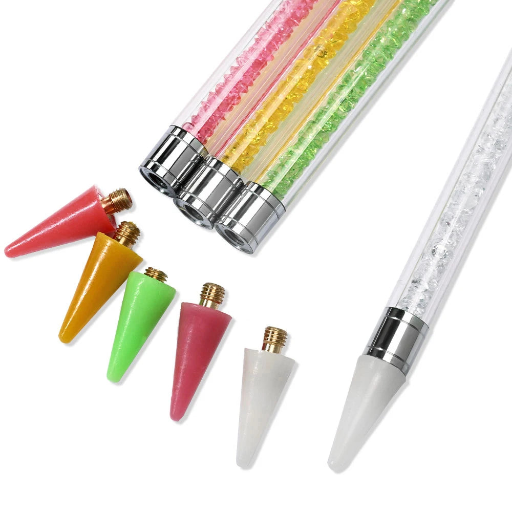 Crystal Handle Double-End Nail Dotting Pen – Gem, Bead & Rhinestone Picker