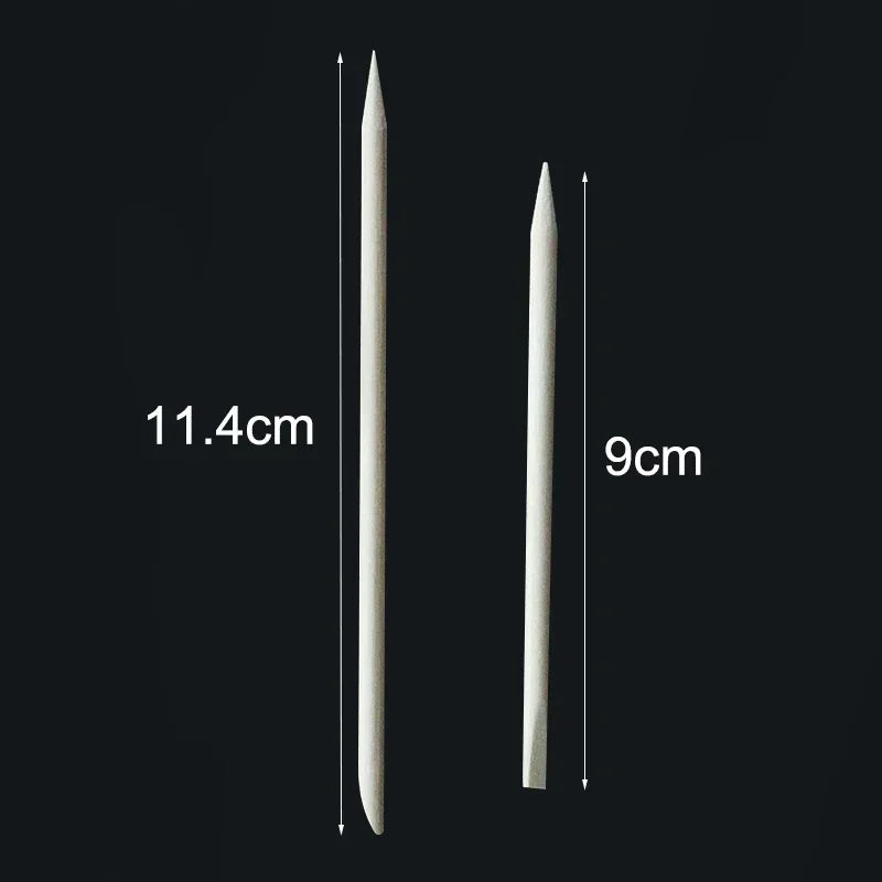 Orange Wood Nail Pusher Sticks – Dual-Head Cuticle & Rhinestone Dotting Tool
