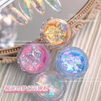 Unicorn Opal Nail Foil Flakes – Aurora Iridescent Mermaid Sparkle, 4-Jar Set