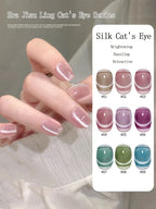 White Moonlight Glass Bead Cat's Eye Gel – Magnetic Satin Nail Polish, 16 Colors