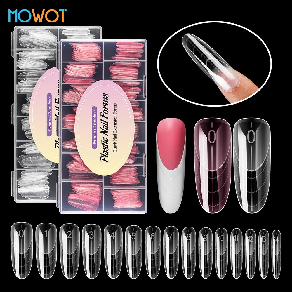 MOWOT Pink Clear Dual Nail Forms – French Acrylic Extension Molds, 150pcs