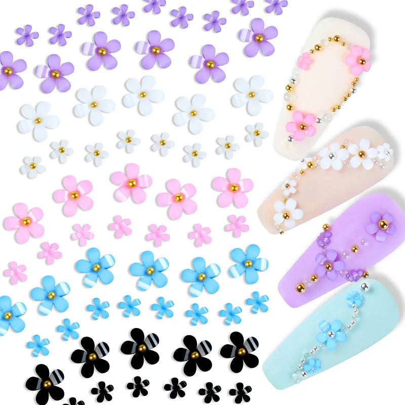 MAFANAILS 3D Acrylic Flower Nail Decorations – Mixed Pearl & Gold Bead Set, 500pcs