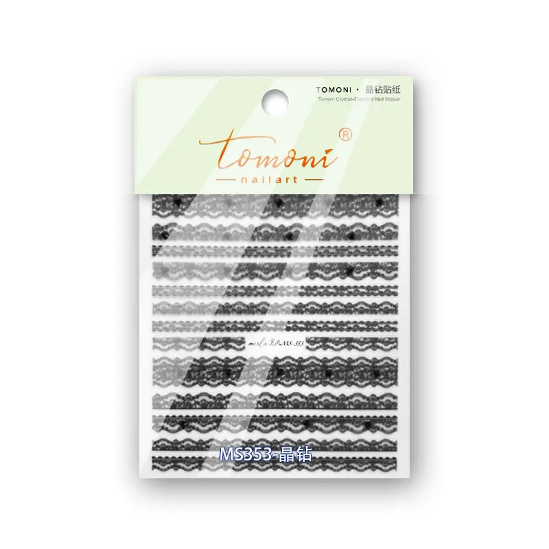 NAILFYOU 5D Lattice Lace Nail Stickers – Love Bow & Stripe Decals