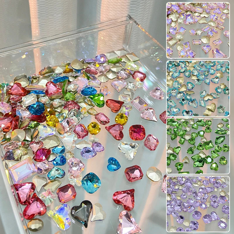 Mixed Shape Nail Rhinestones – 3D Glass Crystal Charms, 20 Pieces