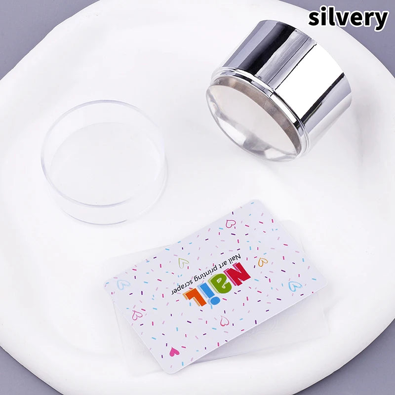 French Nail Art Stamper with Scraper – Clear Silicone Stamping Tool
