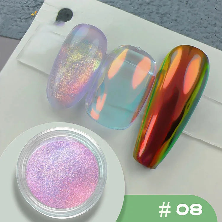 1Jar Magic Mirror Chameleon Nail Powder Glitter Aurora Pearlescent Powder Chrome Pigment Rubbing Dust Manicure Decoration