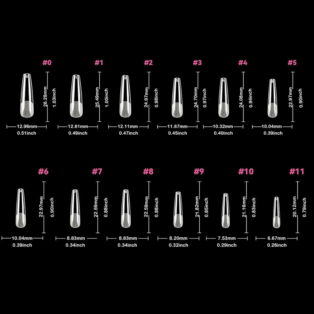 Semi-Frosted Coffin Nail Tips – Full Cover Soak-Off Capsule, 120 Pieces, 7 Colors