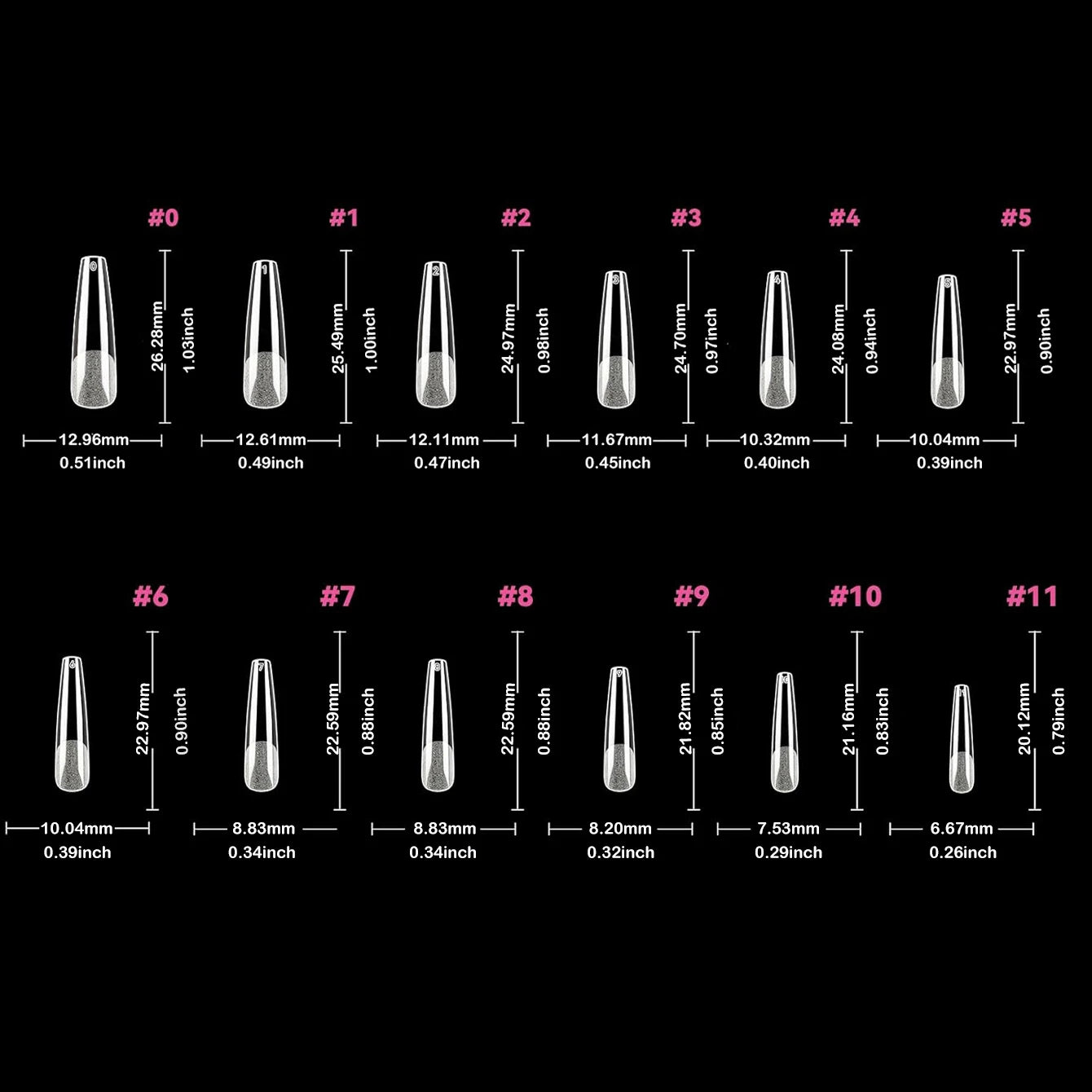 Semi-Frosted Coffin Nail Tips – Full Cover Soak-Off Capsule, 120 Pieces, 7 Colors