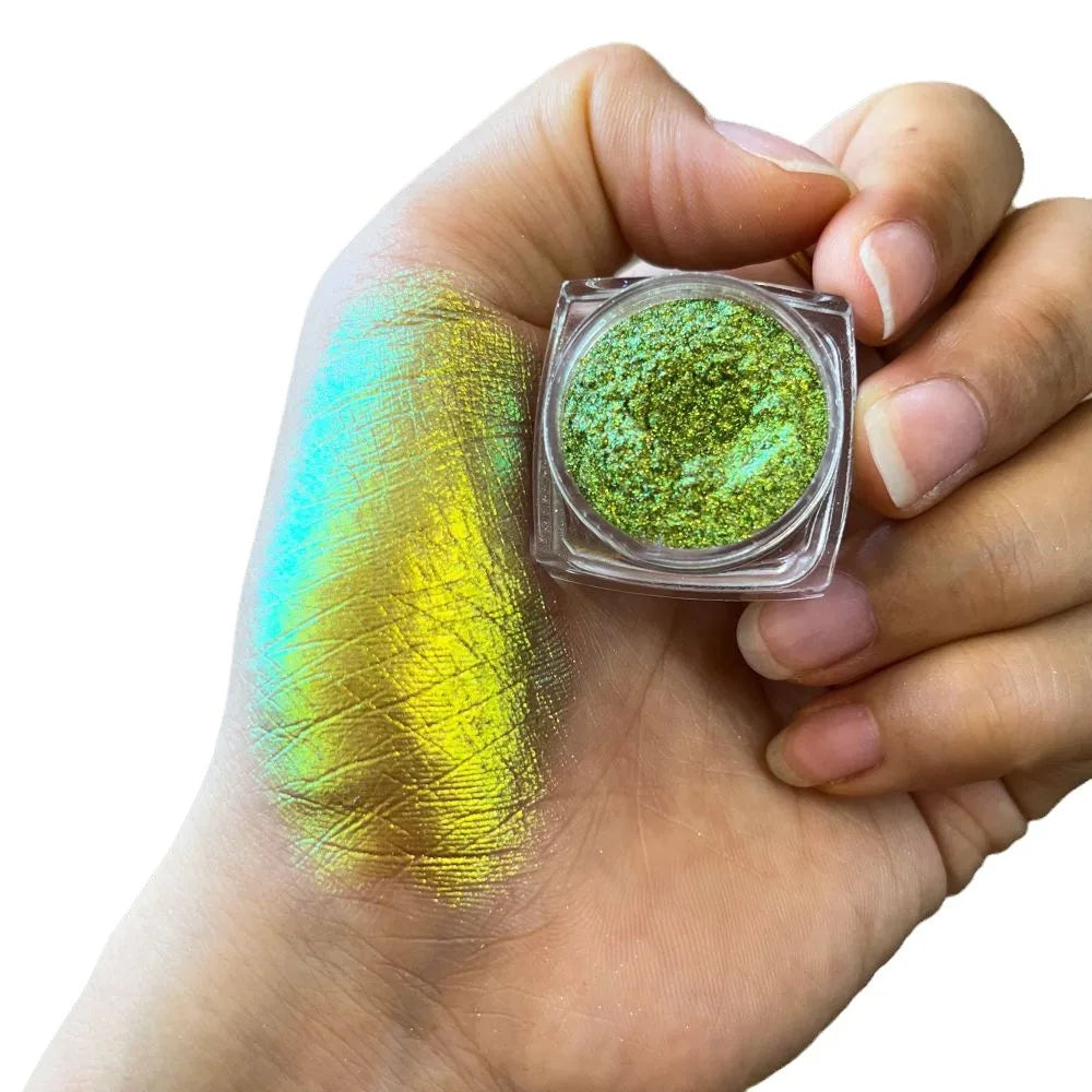 1Jar Magic Mirror Chameleon Nail Powder Glitter Aurora Pearlescent Powder Chrome Pigment Rubbing Dust Manicure Decoration