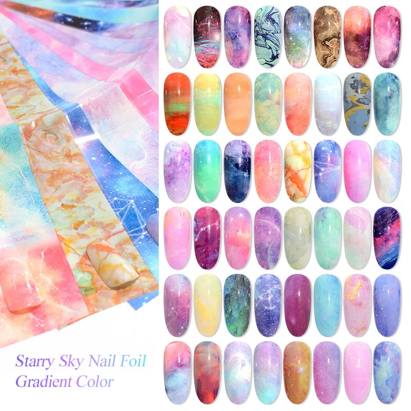 MEET ACROSS Nail Art Transfer Foil Gel Set – Starry Sky Adhesive, 7ml