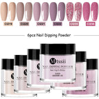 6-Piece Natural-Dry Dip Powder Set – No Lamp Needed, Nail Glitter Pigment Dust
