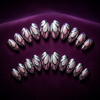 Iridescent Butterfly Wing Press-On Nails | Almond Stiletto Reusable Nail Set – Pink & Mint Glass Butterfly Design